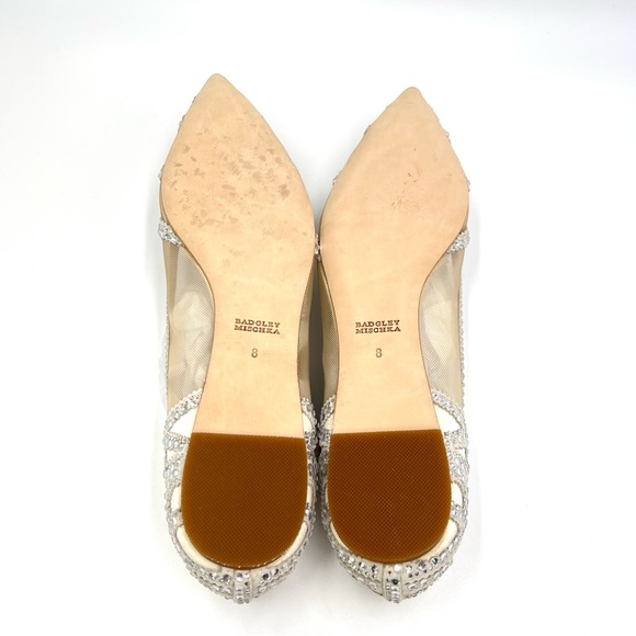 Badgley Mischka BHLDN Size 8 Gigi Point Toe Jeweled‎ Ivory Ballet Flats Shoes - Picture 11 of 13